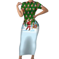 Custom Funny Christmas Golf Shirt Mens Golf Short Sleeve Bodycon Dress Santa Golfer Christmas - Wonder Print Shop