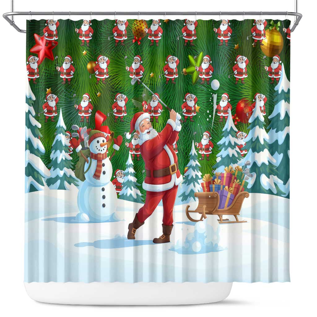 Funny Christmas Golf Shirt Mens Golf Shower Curtain Santa Golfer Christmas - Wonder Print Shop