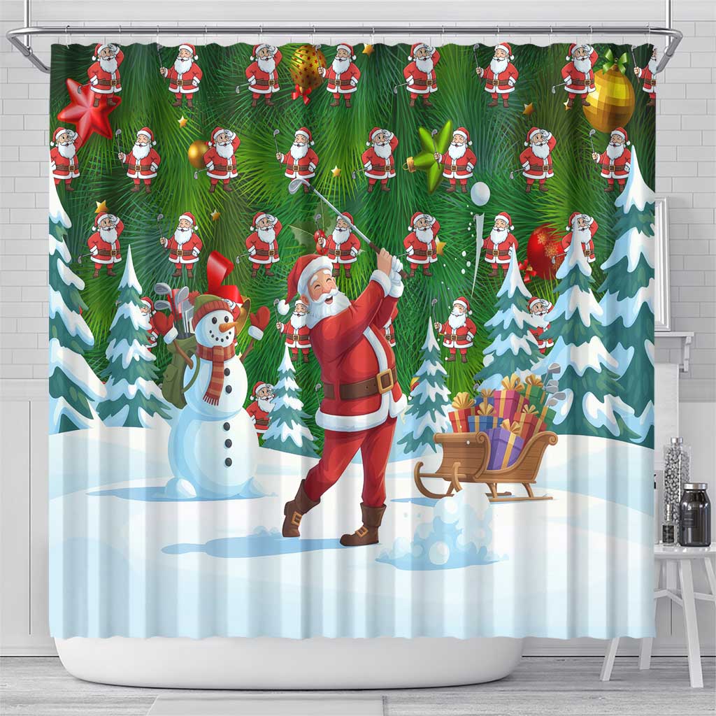 Funny Christmas Golf Shirt Mens Golf Shower Curtain Santa Golfer Christmas - Wonder Print Shop