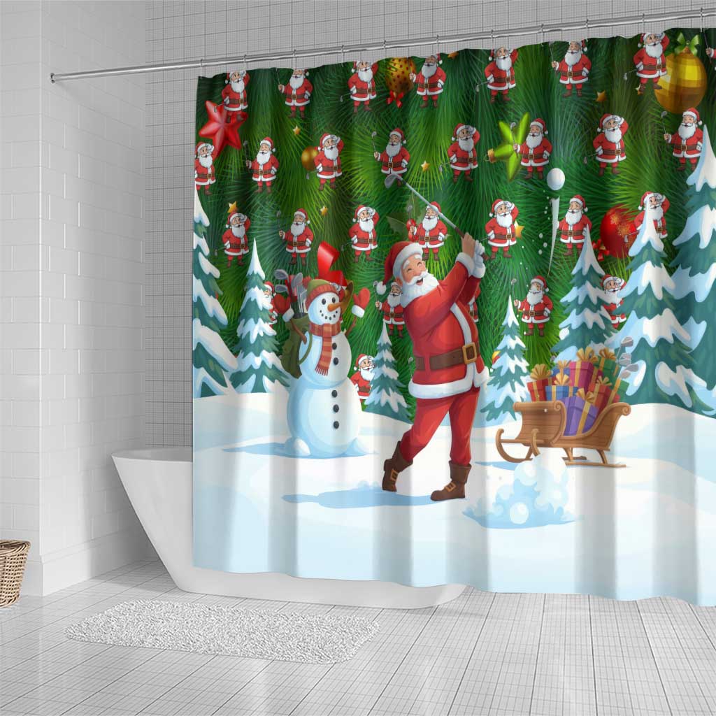 Funny Christmas Golf Shirt Mens Golf Shower Curtain Santa Golfer Christmas - Wonder Print Shop