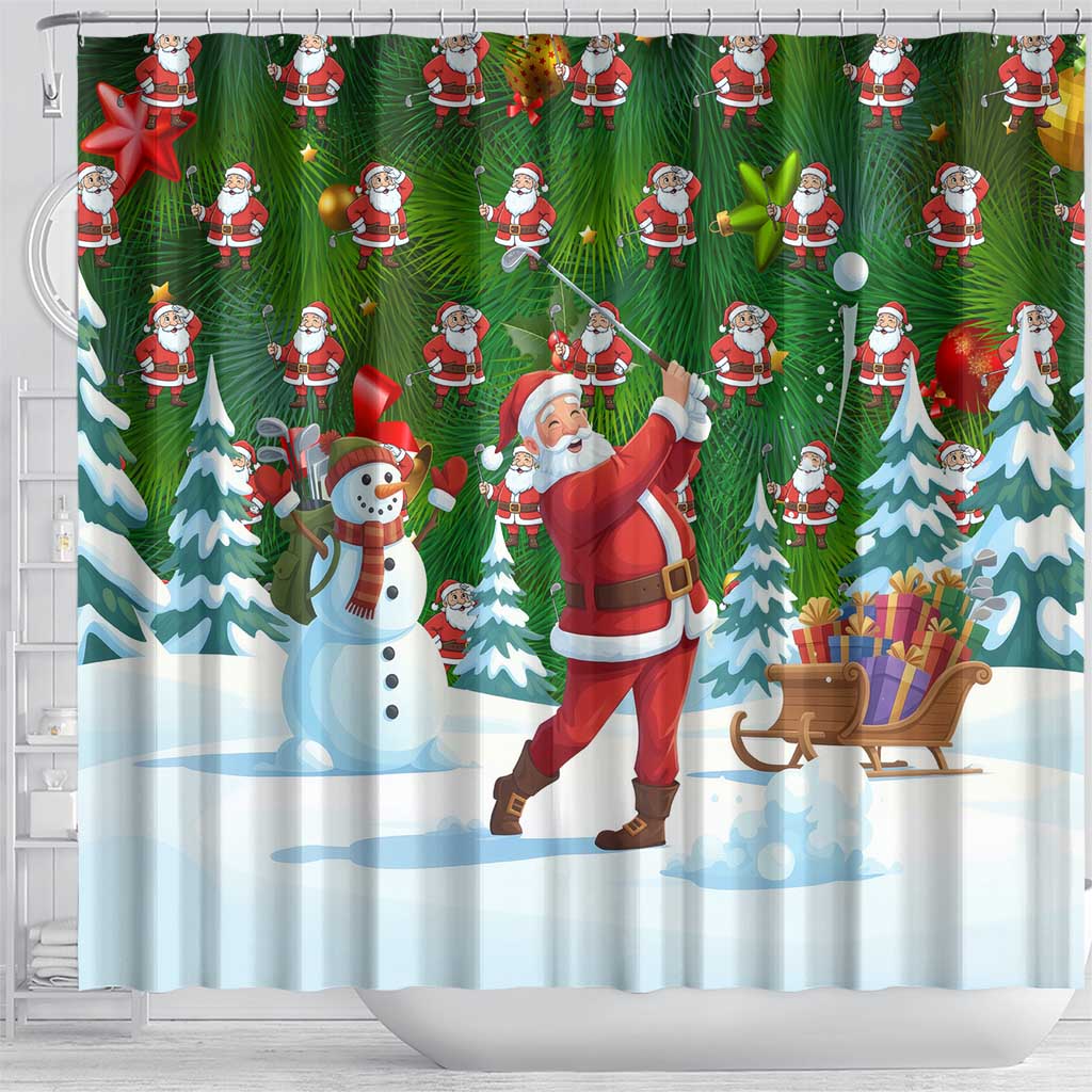 Funny Christmas Golf Shirt Mens Golf Shower Curtain Santa Golfer Christmas - Wonder Print Shop
