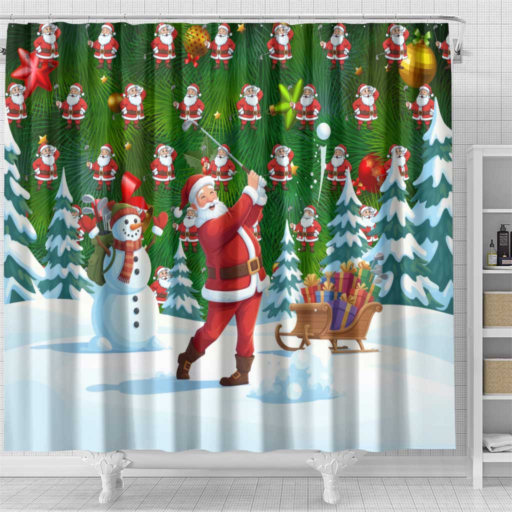 Funny Christmas Golf Shirt Mens Golf Shower Curtain Santa Golfer Christmas - Wonder Print Shop
