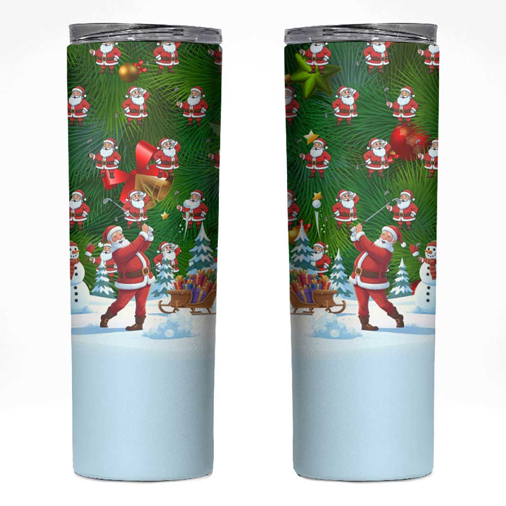 Funny Christmas Golf Shirt Mens Golf Skinny Tumbler Santa Golfer Christmas - Wonder Print Shop