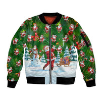 Custom Funny Christmas Golf Shirt Mens Golf Sleeve Zip Bomber Jacket Santa Golfer Christmas - Wonder Print Shop