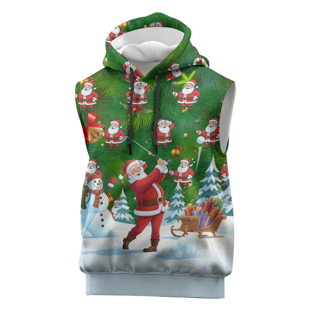 Funny Christmas Golf Shirt Mens Golf Sleeveless Hoodie Santa Golfer Christmas - Wonder Print Shop