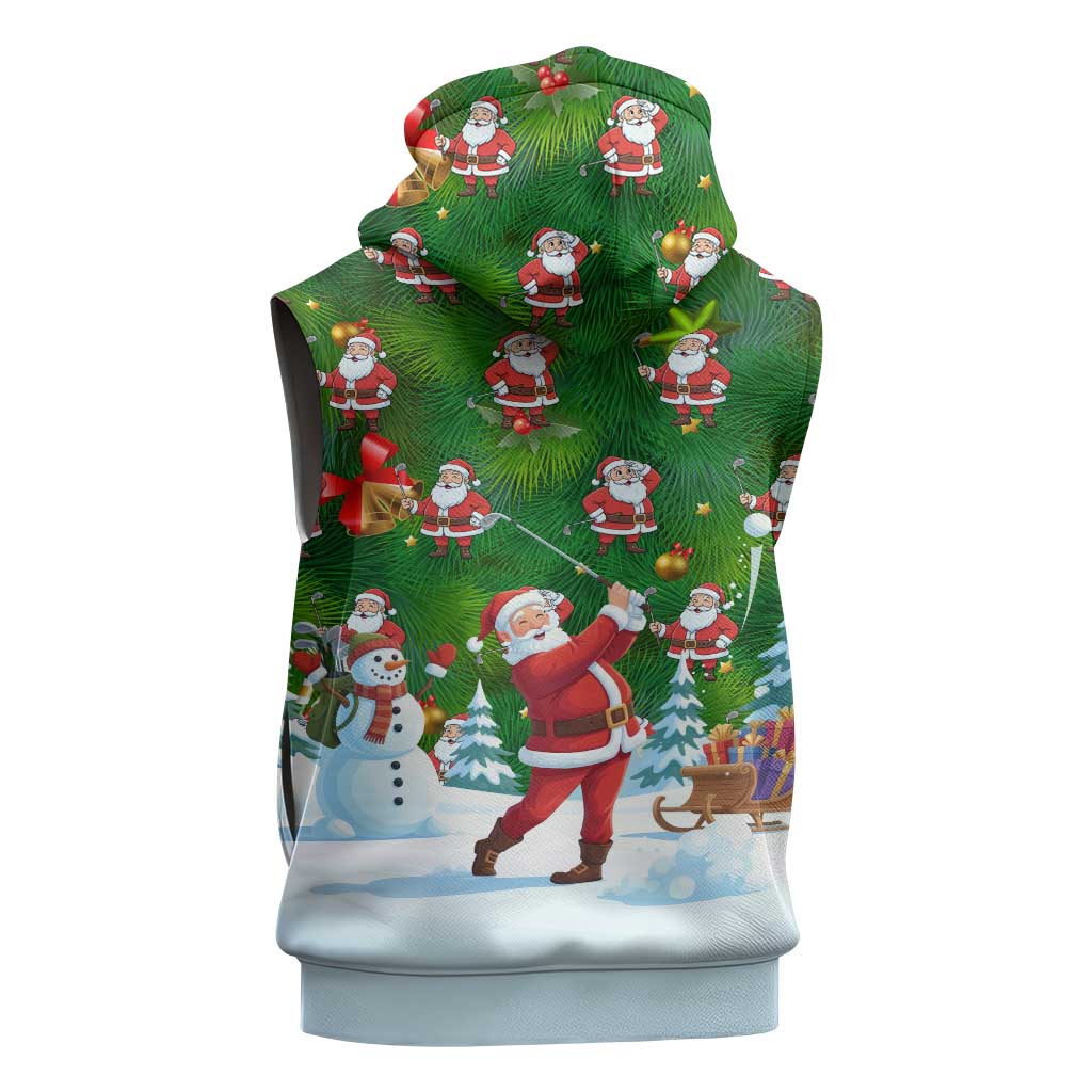 Funny Christmas Golf Shirt Mens Golf Sleeveless Hoodie Santa Golfer Christmas - Wonder Print Shop
