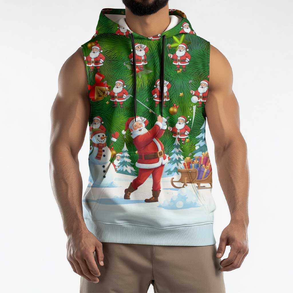 Funny Christmas Golf Shirt Mens Golf Sleeveless Hoodie Santa Golfer Christmas - Wonder Print Shop