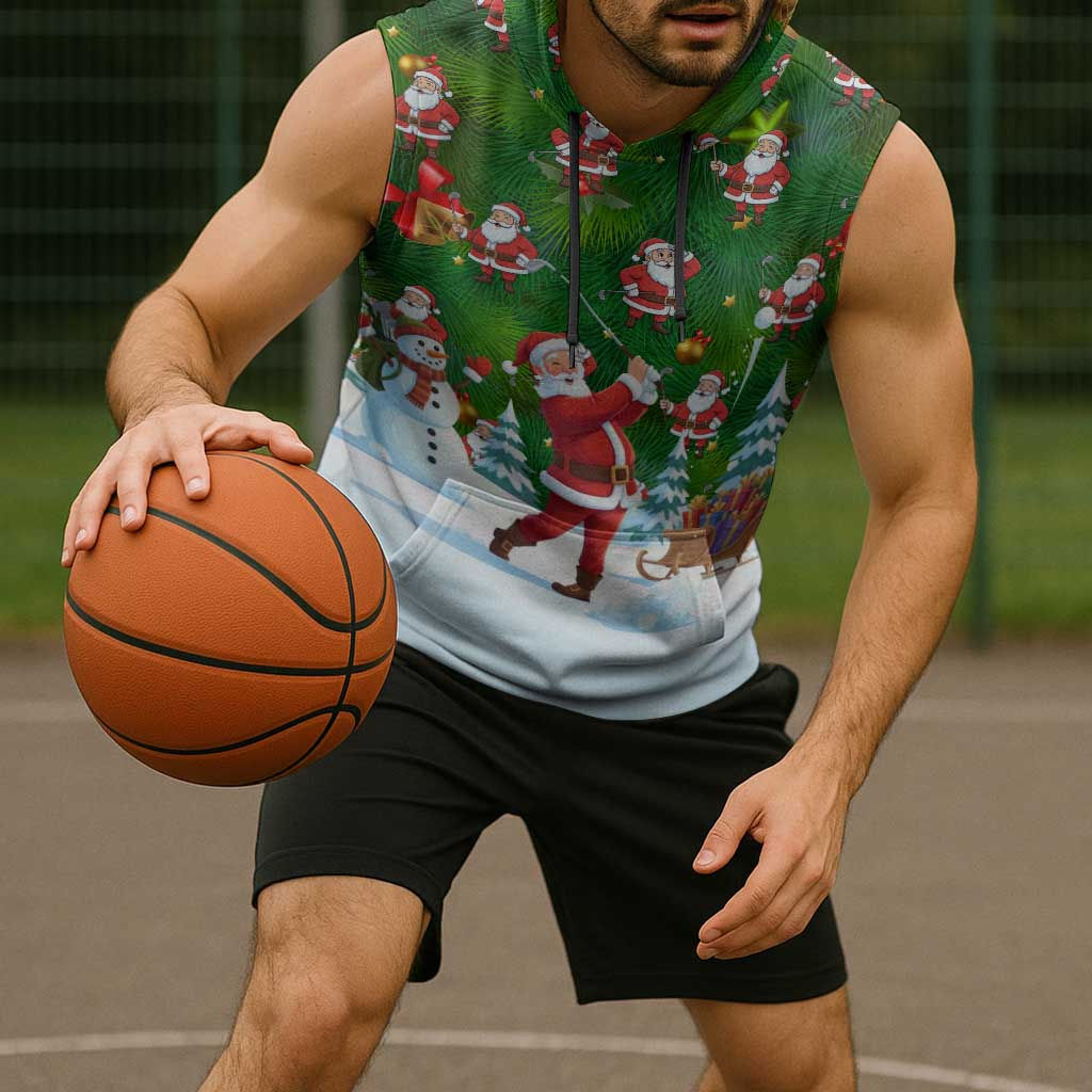 Funny Christmas Golf Shirt Mens Golf Sleeveless Hoodie Santa Golfer Christmas - Wonder Print Shop