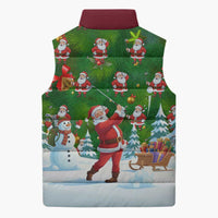 Funny Christmas Golf Shirt Mens Golf Sleeveless Puffer Jacket Santa Golfer Christmas - Wonder Print Shop