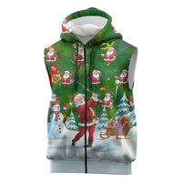 Funny Christmas Golf Shirt Mens Golf Sleeveless Zip Hoodie Santa Golfer Christmas - Wonder Print Shop