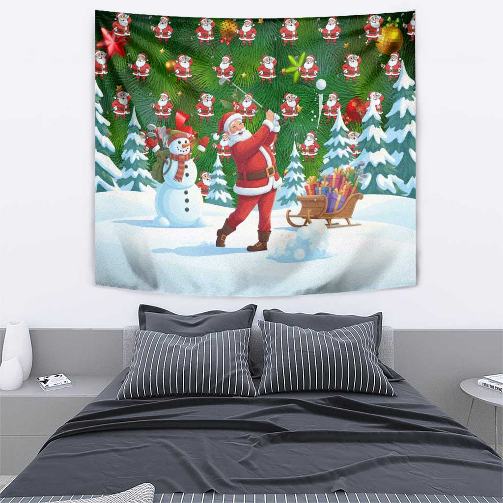 Funny Christmas Golf Shirt Mens Golf Tapestry Santa Golfer Christmas - Wonder Print Shop