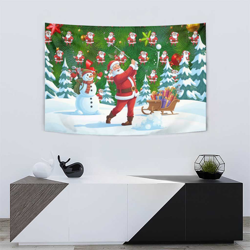 Funny Christmas Golf Shirt Mens Golf Tapestry Santa Golfer Christmas - Wonder Print Shop