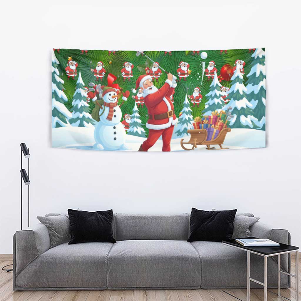 Funny Christmas Golf Shirt Mens Golf Tapestry Santa Golfer Christmas - Wonder Print Shop