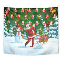 Funny Christmas Golf Shirt Mens Golf Tapestry Santa Golfer Christmas - Wonder Print Shop