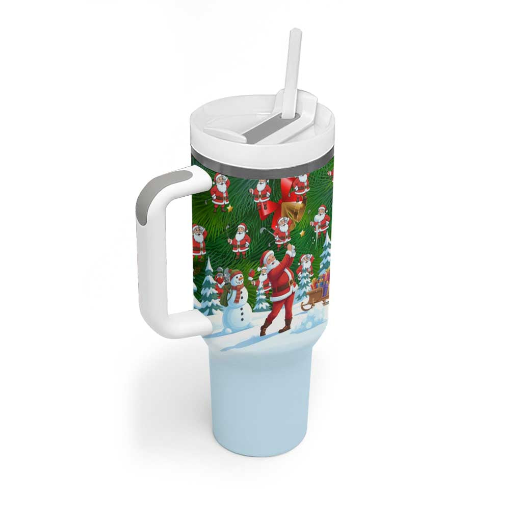 Funny Christmas Golf Shirt Mens Golf Tumbler With Handle Santa Golfer Christmas - Wonder Print Shop