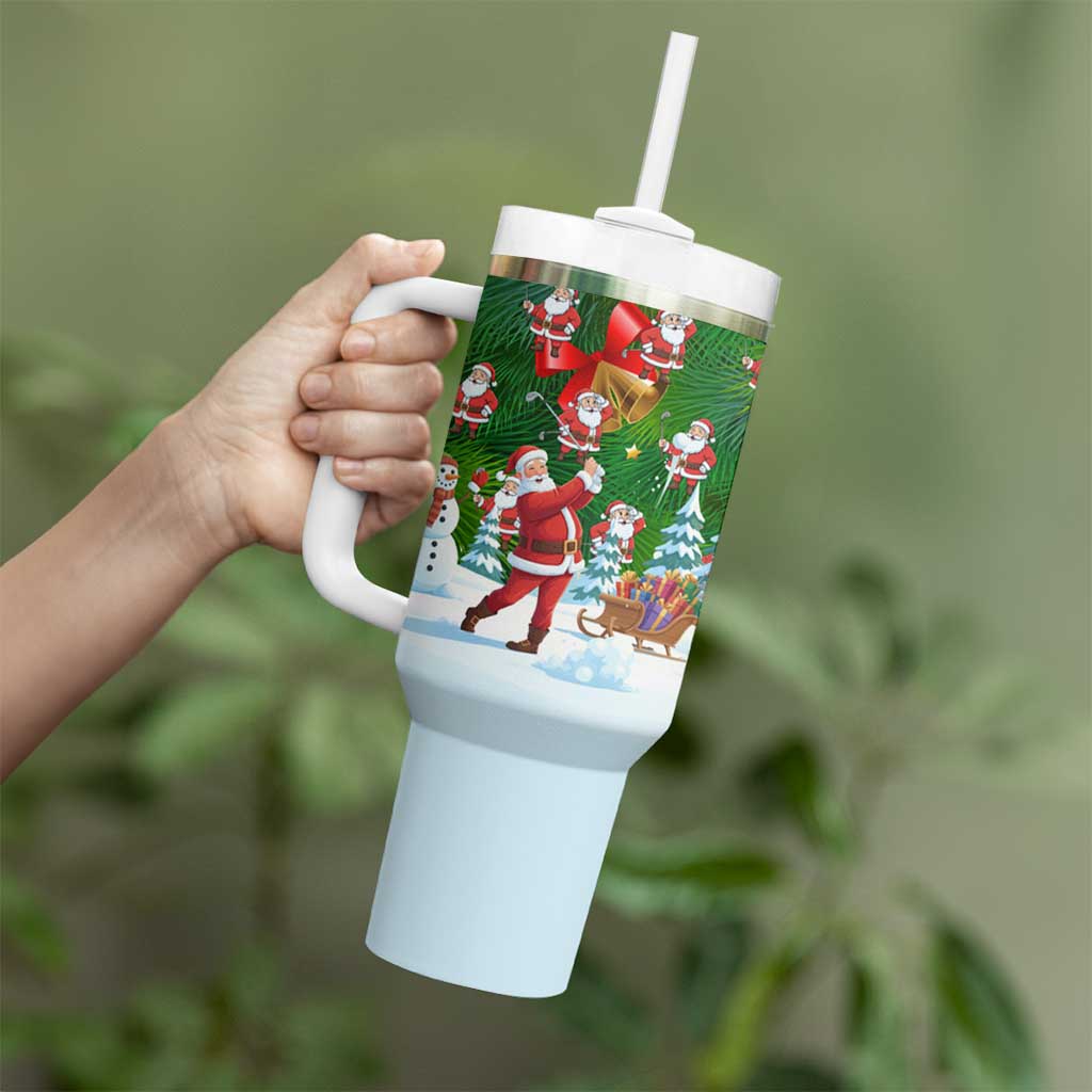 Funny Christmas Golf Shirt Mens Golf Tumbler With Handle Santa Golfer Christmas - Wonder Print Shop