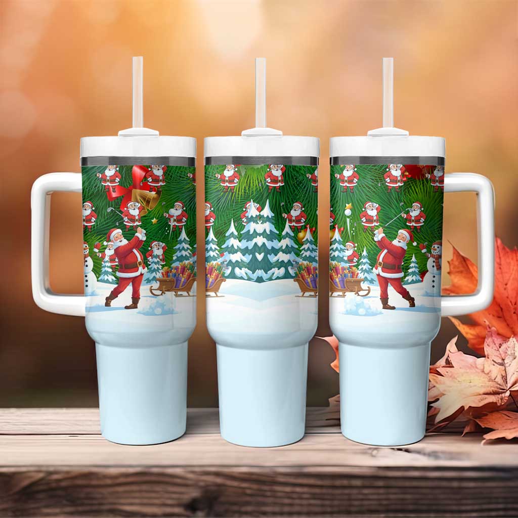 Funny Christmas Golf Shirt Mens Golf Tumbler With Handle Santa Golfer Christmas - Wonder Print Shop