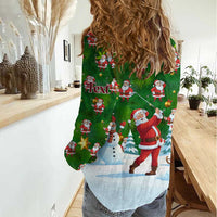 Custom Funny Christmas Golf Shirt Mens Golf Women Casual Shirt Santa Golfer Christmas - Wonder Print Shop