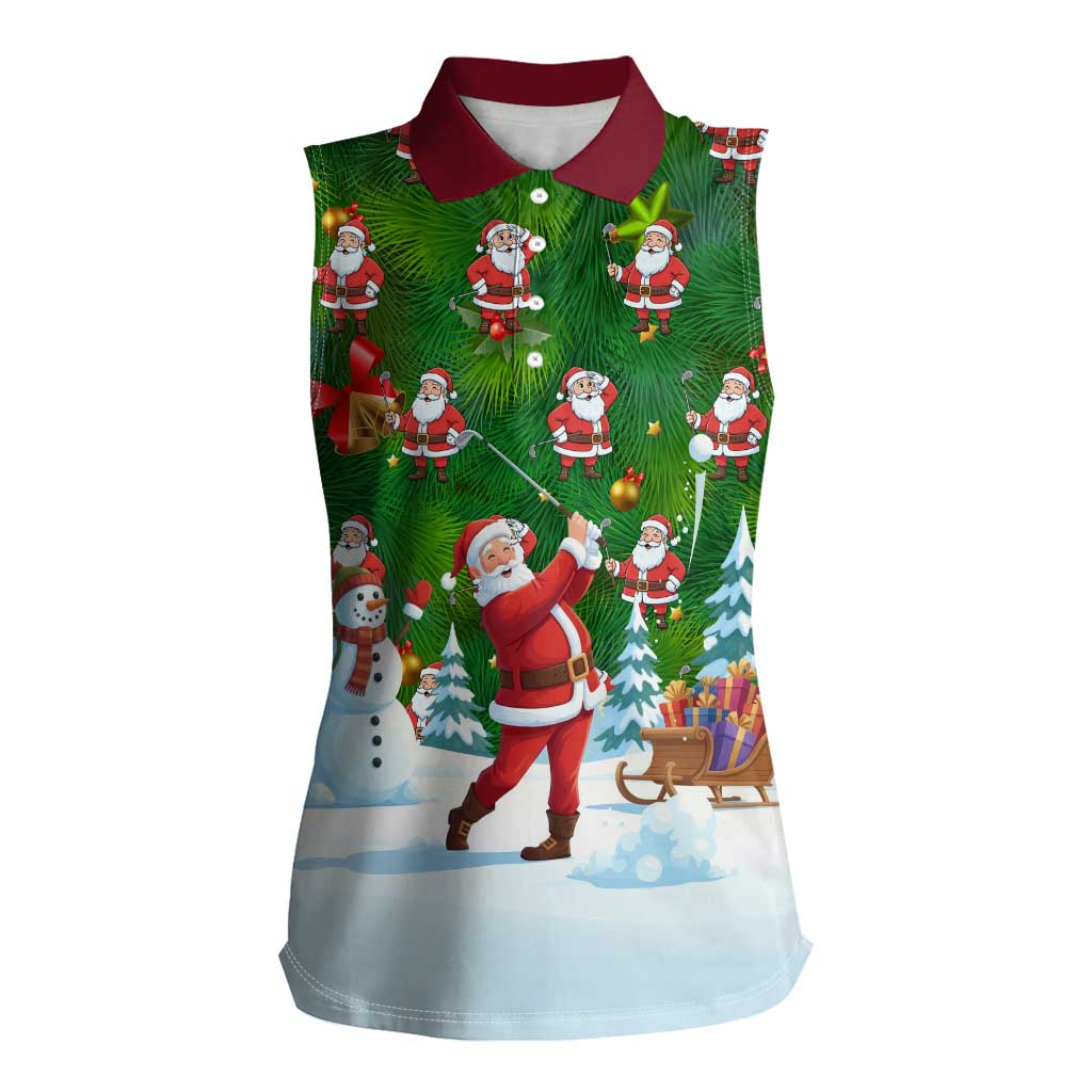 Funny Christmas Golf Shirt Mens Golf Women Sleeveless Polo Shirt Santa Golfer Christmas - Wonder Print Shop