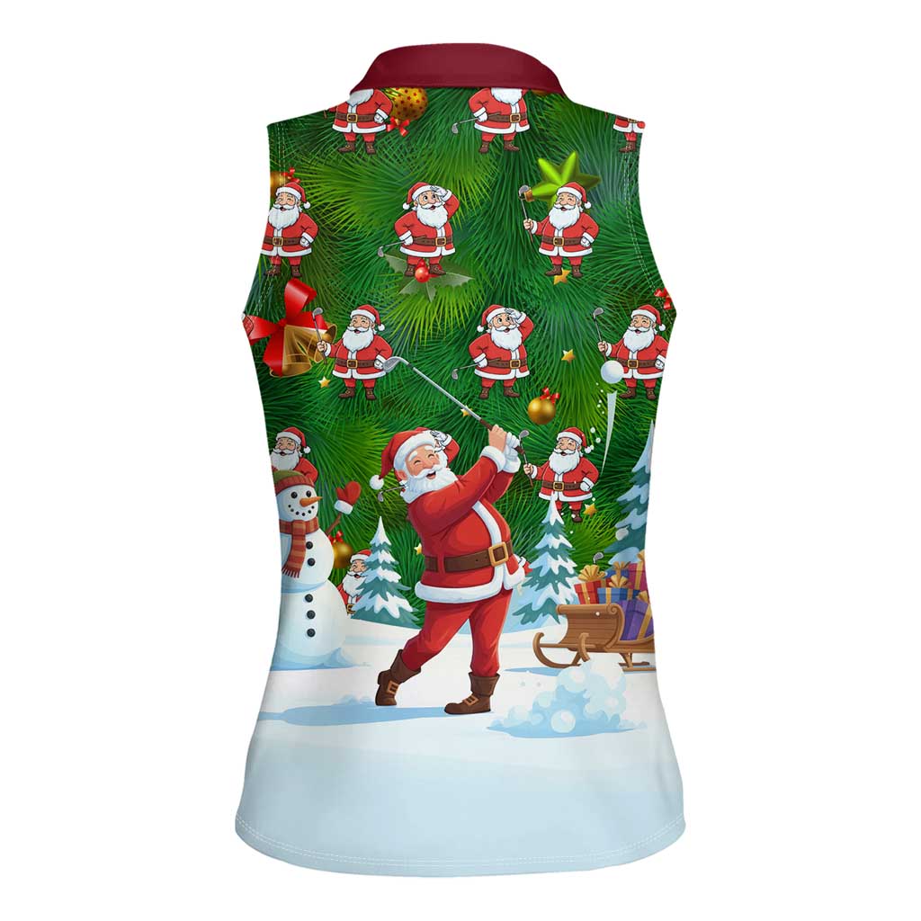 Funny Christmas Golf Shirt Mens Golf Women Sleeveless Polo Shirt Santa Golfer Christmas - Wonder Print Shop