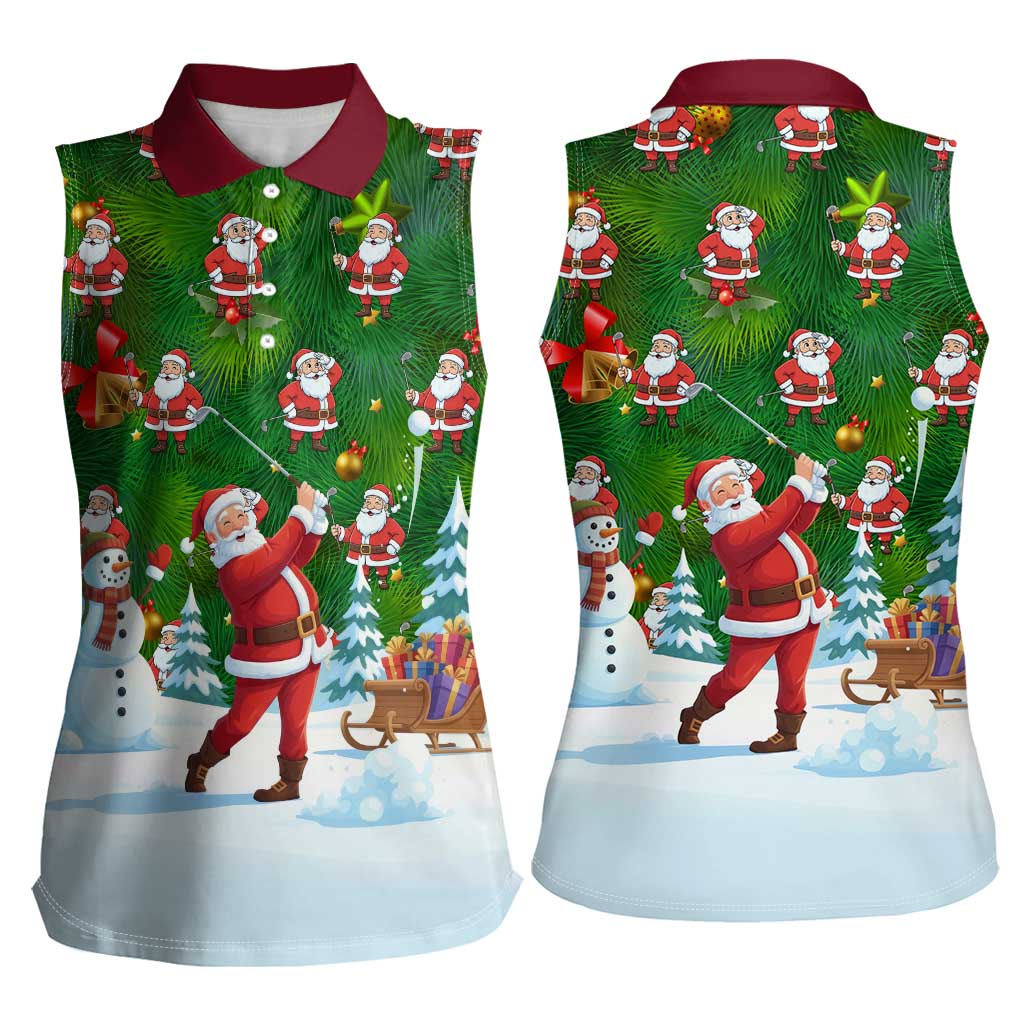 Funny Christmas Golf Shirt Mens Golf Women Sleeveless Polo Shirt Santa Golfer Christmas - Wonder Print Shop