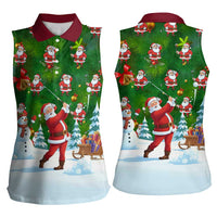 Funny Christmas Golf Shirt Mens Golf Women Sleeveless Polo Shirt Santa Golfer Christmas - Wonder Print Shop