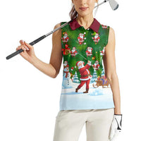 Funny Christmas Golf Shirt Mens Golf Women Sleeveless Polo Shirt Santa Golfer Christmas - Wonder Print Shop