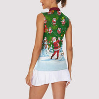Funny Christmas Golf Shirt Mens Golf Women Sleeveless Polo Shirt Santa Golfer Christmas - Wonder Print Shop