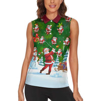 Funny Christmas Golf Shirt Mens Golf Women Sleeveless Polo Shirt Santa Golfer Christmas - Wonder Print Shop