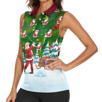 Funny Christmas Golf Shirt Mens Golf Women Sleeveless Polo Shirt Santa Golfer Christmas - Wonder Print Shop