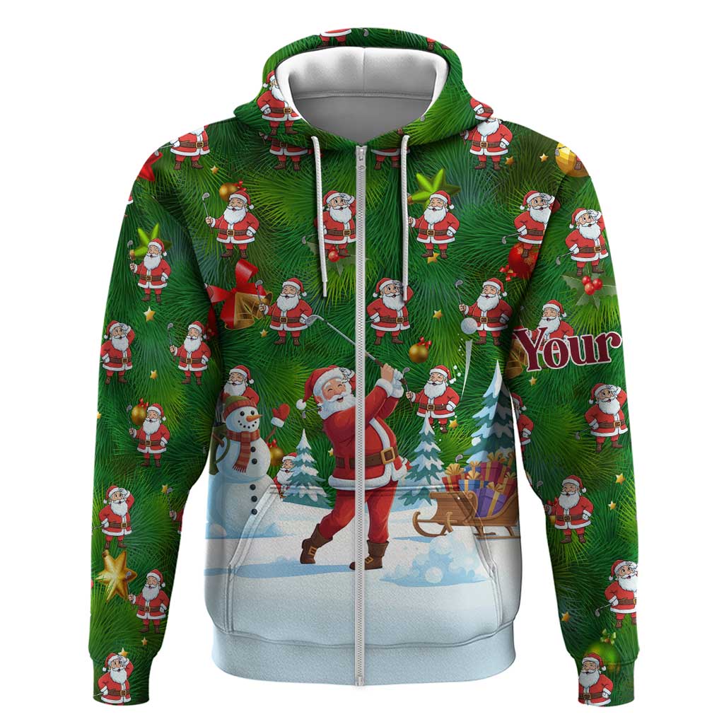 Custom Funny Christmas Golf Shirt Mens Golf Zip Hoodie Santa Golfer Christmas - Wonder Print Shop