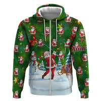 Custom Funny Christmas Golf Shirt Mens Golf Zip Hoodie Santa Golfer Christmas - Wonder Print Shop
