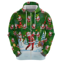 Custom Funny Christmas Golf Shirt Mens Golf Zip Hoodie Santa Golfer Christmas - Wonder Print Shop