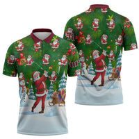 Custom Funny Christmas Golf Shirt Mens Golf Zipper Polo Shirt Santa Golfer Christmas - Wonder Print Shop