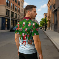 Custom Funny Christmas Golf Shirt Mens Golf Zipper Polo Shirt Santa Golfer Christmas - Wonder Print Shop