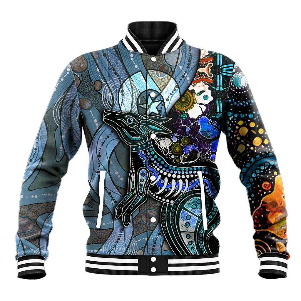 Kangaroo Aboriginal Pattern Dot Art Baseball Jacket - Wonder Print Shop