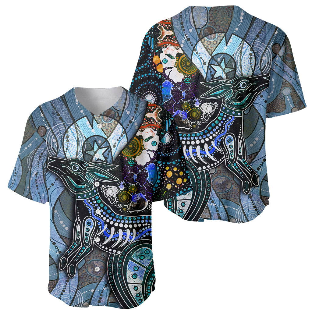 Kangaroo Aboriginal Pattern Dot Art Baseball Jersey - Wonder Print Shop