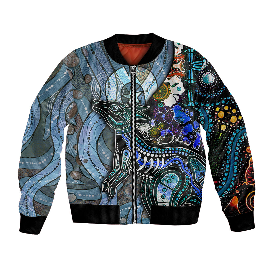 Kangaroo Aboriginal Pattern Dot Art Bomber Jacket - Wonder Print Shop