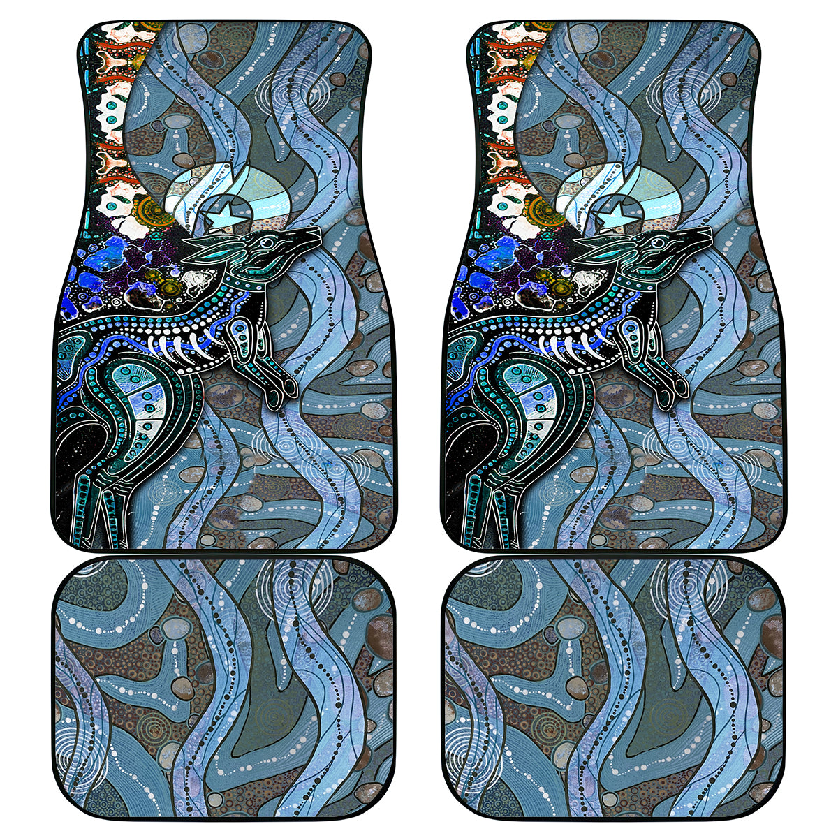Kangaroo Aboriginal Pattern Dot Art Car Mats - Wonder Print Shop