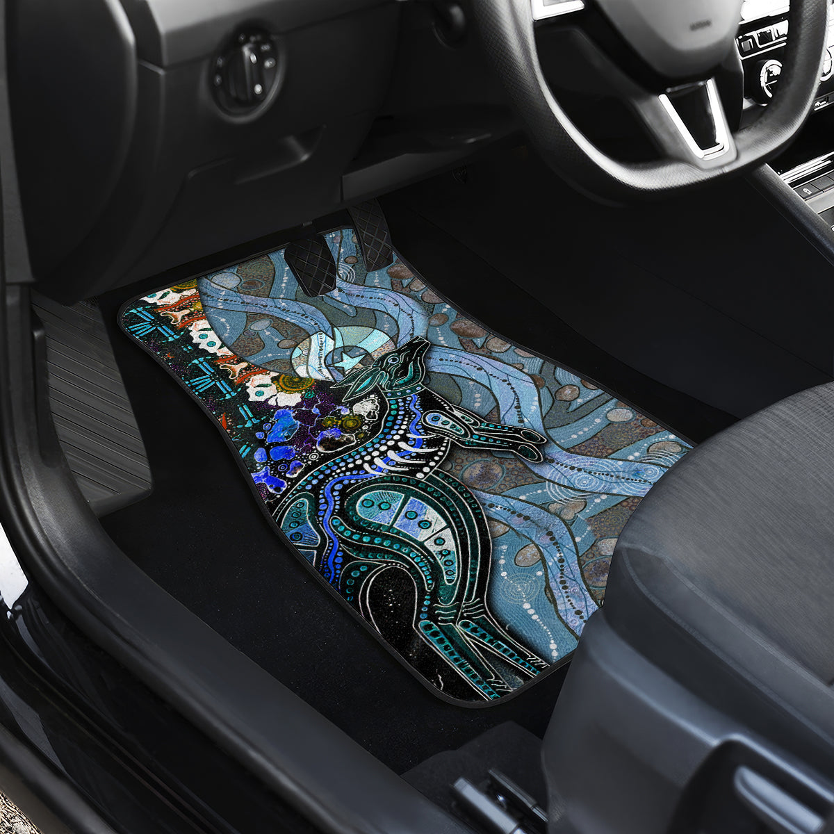 Kangaroo Aboriginal Pattern Dot Art Car Mats - Wonder Print Shop