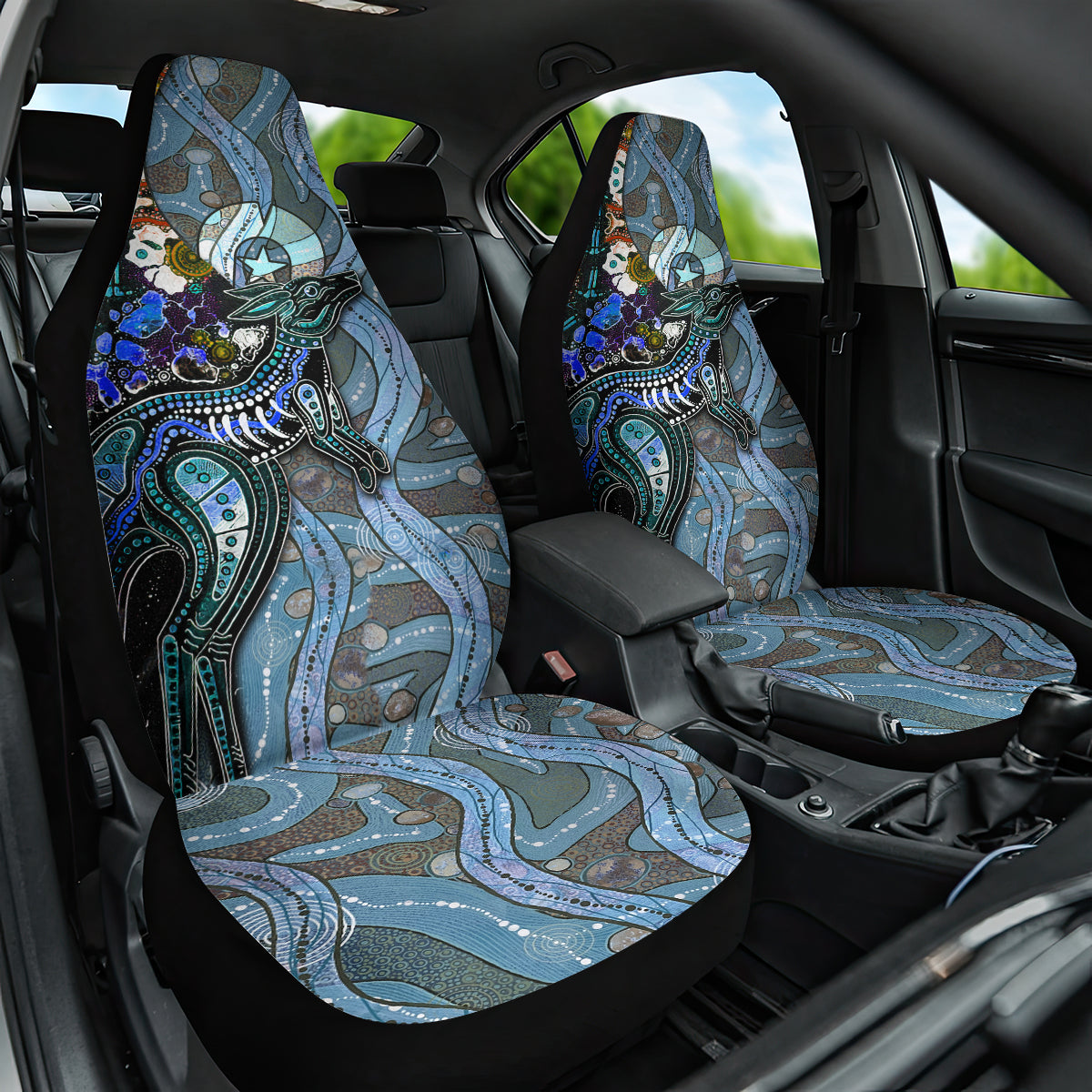 Kangaroo Aboriginal Pattern Dot Art Car Seat Cover - Wonder Print Shop