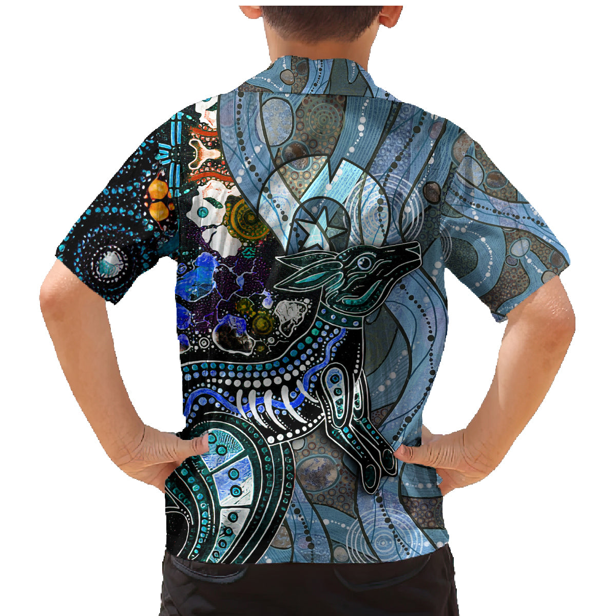 Kangaroo Aboriginal Pattern Dot Art Family Matching Mermaid Dress and Hawaiian Shirt - Wonder Print Shop