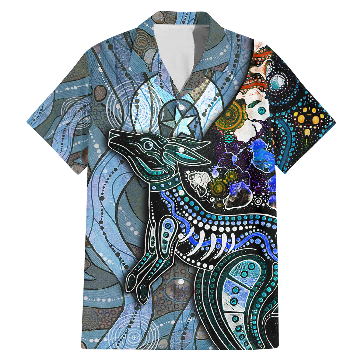 Kangaroo Aboriginal Pattern Dot Art Family Matching Mermaid Dress and Hawaiian Shirt - Wonder Print Shop