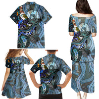 Kangaroo Aboriginal Pattern Dot Art Family Matching Puletasi and Hawaiian Shirt - Wonder Print Shop