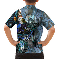 Kangaroo Aboriginal Pattern Dot Art Family Matching Short Sleeve Bodycon Dress and Hawaiian Shirt - Wonder Print Shop