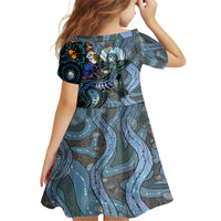 Kangaroo Aboriginal Pattern Dot Art Family Matching Short Sleeve Bodycon Dress and Hawaiian Shirt - Wonder Print Shop