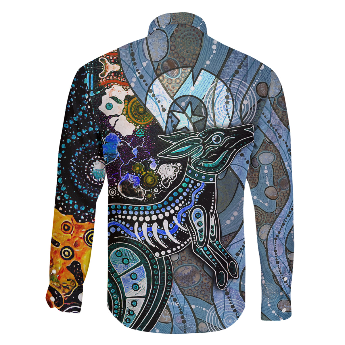 Kangaroo Aboriginal Pattern Dot Art Family Matching Short Sleeve Bodycon Dress and Hawaiian Shirt - Wonder Print Shop