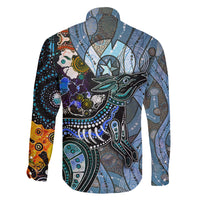 Kangaroo Aboriginal Pattern Dot Art Family Matching Short Sleeve Bodycon Dress and Hawaiian Shirt - Wonder Print Shop