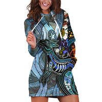 Kangaroo Aboriginal Pattern Dot Art Hoodie Dress - Wonder Print Shop