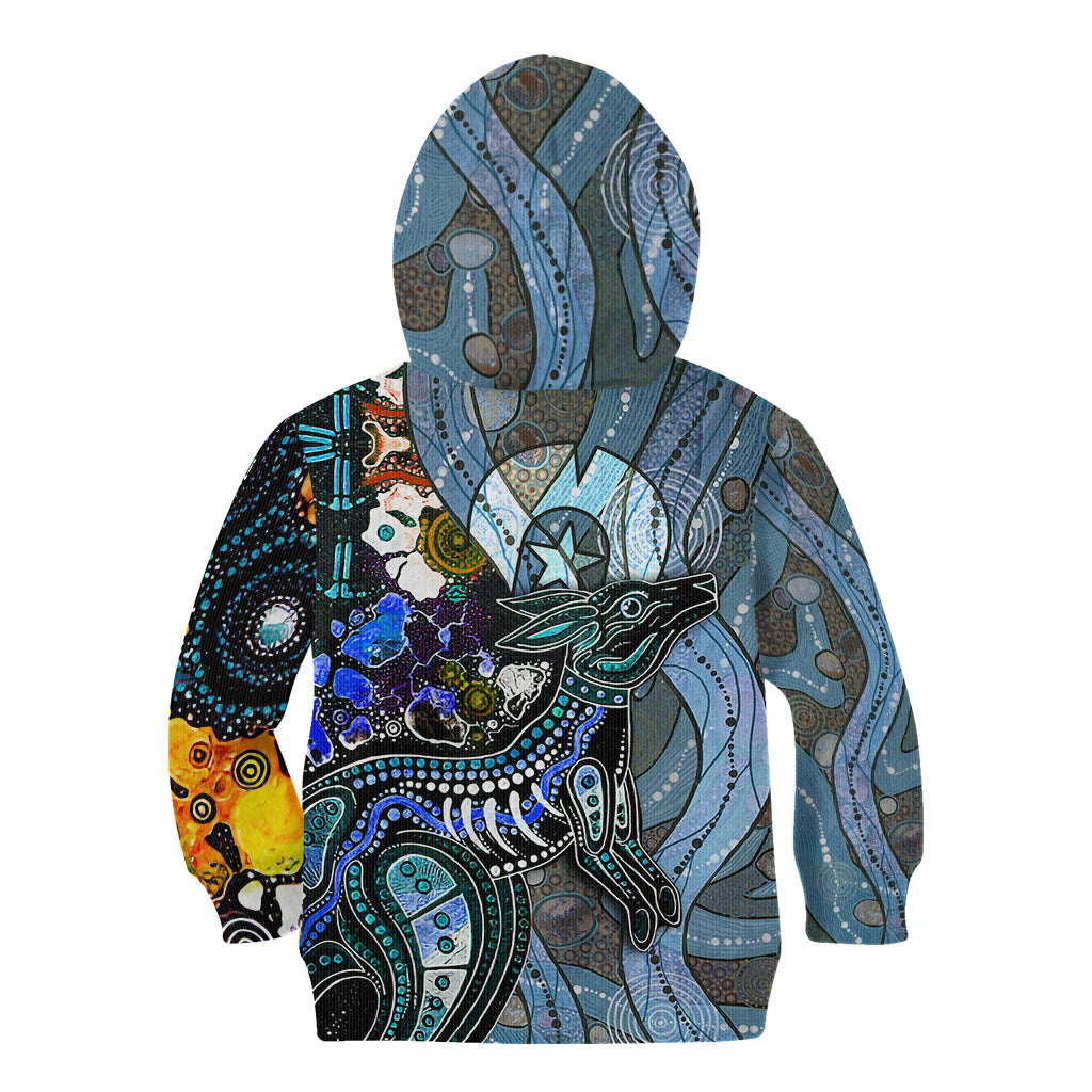 Kangaroo Aboriginal Pattern Dot Art Kid Hoodie - Wonder Print Shop